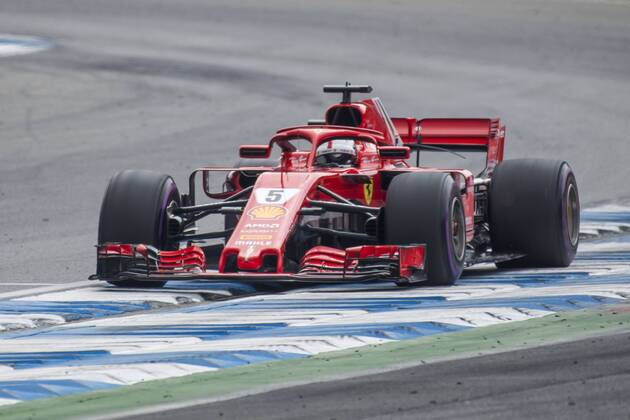 Motorsport: Formel 1, Saison 2018 2019, Rennen am Sonntag, 22.07.2018, am Hockenheimring in Hockenheim (Deutschland). Sebastian Vettel (Scuderia Ferrari) beschleunigt aus der Kurve. Copyright: xInderliedx