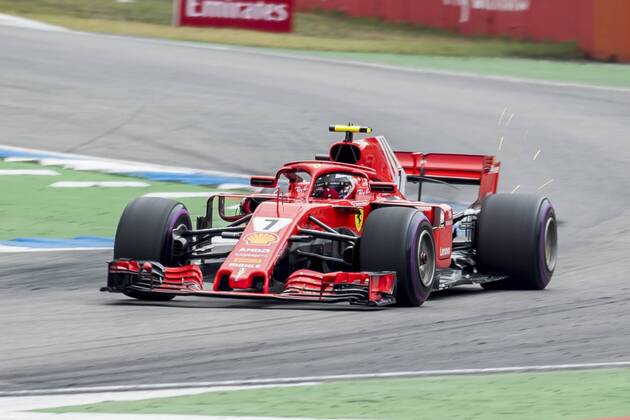 Motorsport: Formel 1, Saison 2018 2019, Rennen am Sonntag, 22.07.2018, am Hockenheimring in Hockenheim (Deutschland). Kimi Raikkonen (Scuderia Ferrari) beschleunigt aus der Kurve. Copyright: xInderliedx