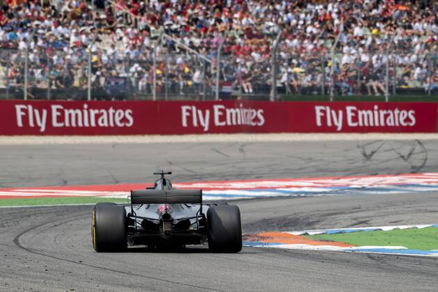 Motorsport: Formel 1, Saison 2018 2019, Rennen am Sonntag, 22.07.2018, am Hockenheimring in Hockenheim (Deutschland). Valtteri Bottas (Mercedes AMG Petronas) biegt in die erste Kurve ein. Copyright: xInderliedx