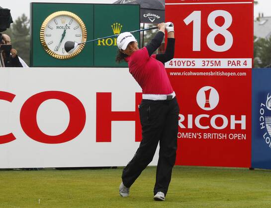 3rd August 2018, Royal Lytham &amp; St Annes Golf Club, Lytham St Annes, England; Ricoh Womens British Open Golf, 2nd round; Mo Martin (USA) plays her tee shot on the 18th hole  ActionPlus12052405 AlanxMartin