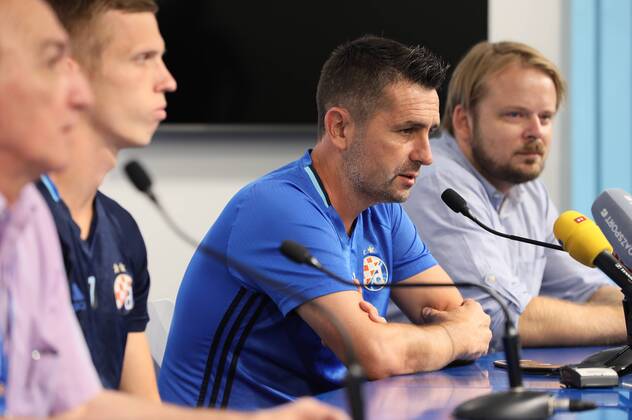 GNK Dinamo press conference PK Pressekonferenz - Zagreb, Croatia 13.08.2018., Zagreb, Croatia - Nenad Bjelica and Dani Olmo from GNK Dinamo held press conference befpore match with FC Astana . JuricaxGaloic PIXSELL