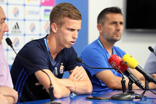 GNK Dinamo press conference PK Pressekonferenz - Zagreb, Croatia 13.08.2018., Zagreb, Croatia - Nenad Bjelica and Dani Olmo from GNK Dinamo held press conference befpore match with FC Astana . JuricaxGaloic PIXSELL