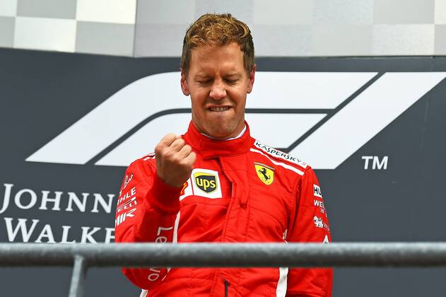 Sport Bilder des Tages xekx 24.08.- 26.08.2018, FIA Formula 1 Championship, Grosser Preis von Belgien 2018, Grand Prix Belgien, GP Belgian Im Bild: Sieger, 1. Platz, Sebastian Vettel (GER 5), Scuderia Ferrari Spa Francochamps Belgien