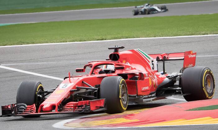 Ferrari s German driver Sebastian Vettel pictured in action during the Spa-Francorchamps Formula One Grand Prix of Belgium race, in Spa-Francorchamps, Sunday 26 August 2018. BENOITxDOPPAGNE x05414454x