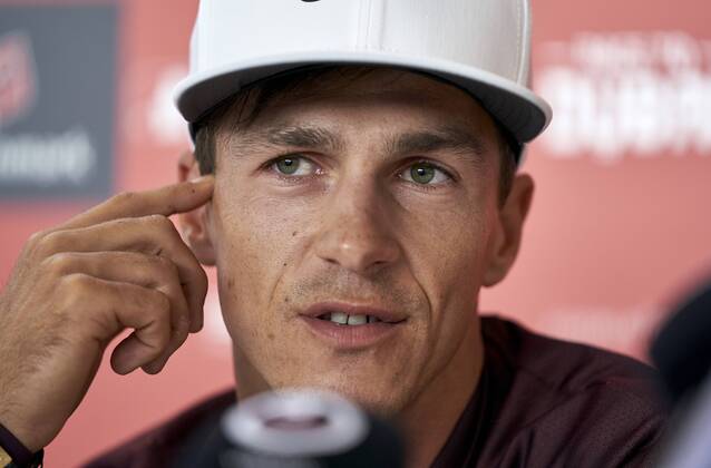 Made in Denmark European Tour Thorbjorn Olesen at the press meeting before the golf tournament Made in Denmark, at Silkeborg Golf Club, Wednesday 29 August 2018. Danmark