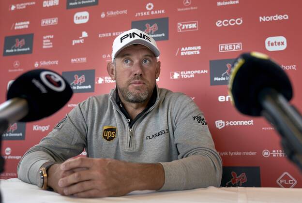 Made in Denmark European Tour Lee Westwood at the press meeting before the golf tournament Made in Denmark, at Silkeborg Golf Club, Wednesday 29 August 2018. Danmark