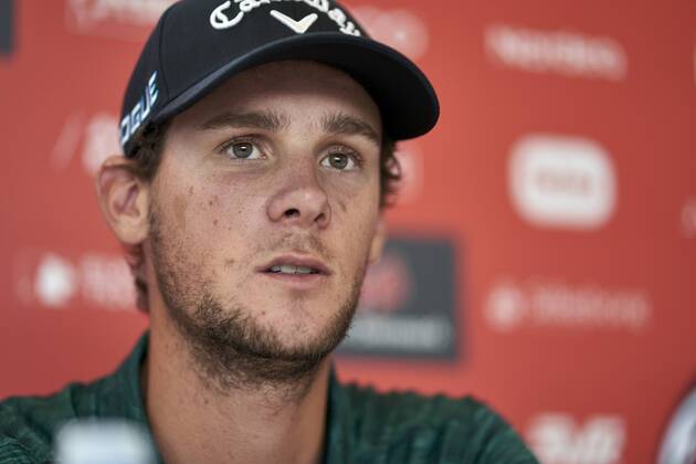 Made in Denmark European Tour Thomas Pieters at the press meeting before the golf tournament Made in Denmark, at Silkeborg Golf Club, Wednesday 29 August 2018. Danmark 