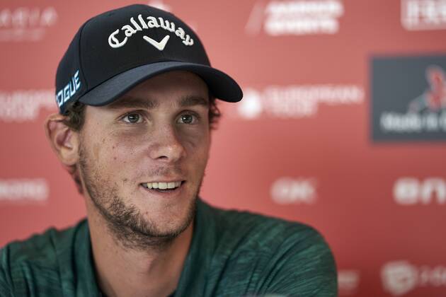 Made in Denmark European Tour Thomas Pieters at the press meeting before the golf tournament Made in Denmark, at Silkeborg Golf Club, Wednesday 29 August 2018. Danmark 