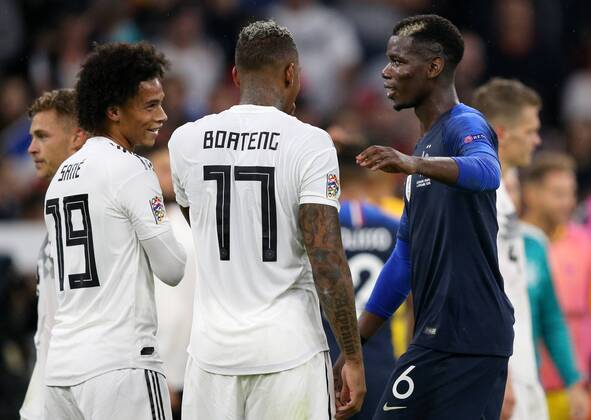 SOCCER - UEFA NL, GER vs FRA MUNICH,GERMANY,06.SEP.18 - SOCCER - UEFA Nations League, Germany vs France, international match Länderspiel Image shows Leroy Sane, Jerome Boateng (GER) and Paul Pogba (FRA). GEPAxpictures xThomasxBachun