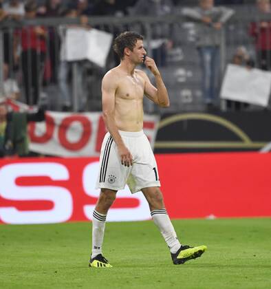 Fussball, Herren, Saison 2018 19, Nations League, Länderspiel in München, Deutschland - Frankreich (0:0), Thomas Müller (Deutschland) nach Abpfiff, 06.09.2018, Copyright: xMatthiasxKochx