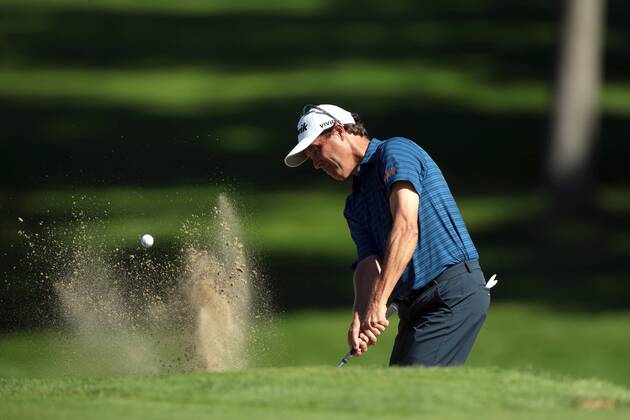 September 16, 2018 - Grand Blanc, Michigan, United States - Stephen Ames of Canada hits out of the bunker toward the second green during the final round of The Ally Challenge presented by McLaren at Warwick Hills Golf & Country Club in Grand Blanc, MI, USA Sunday, September 16, 2018. The Ally Challenge - Final Round  - ZUMAn230 20180916_zaa_n230_975 Copyright: xJorgexLemusx