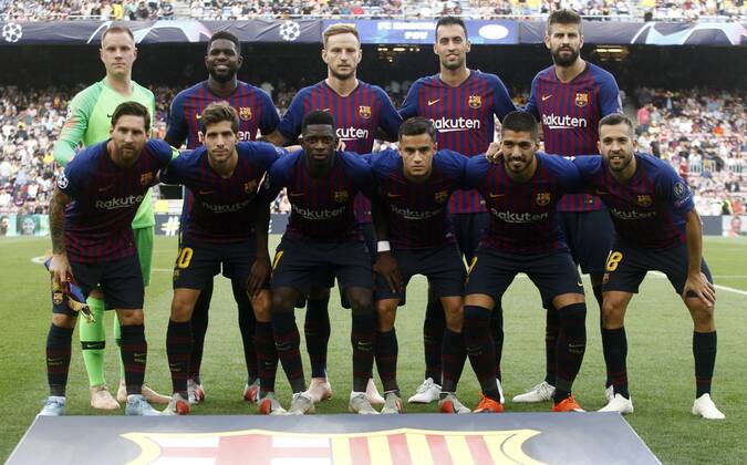 Partido de la Champions League disputado entre Barcelona y PSV. En la imagen, once titular del Barcelona. Champions League match. Barcelona vs PSV. In this picture, Barcelona lineup.