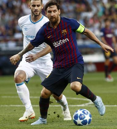 Partido de la Champions League disputado entre Barcelona y PSV. En la imagen, Messi.Champions League match. Barcelona vs PSV. In this picture, Messi.