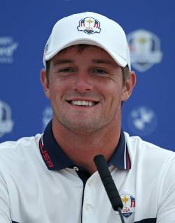 Bryson DeChambeau holds a press conference PK Pressekonferenz on the first practice day of the Ryder Cup 2018 at Le Golf National in Guyancourt near Paris on September 25, 2018. Team USA defends the Ryder Cup against Team Europe in the three-day tournament starting on Friday, September 28th.  PAR20180925069 DAVIDxSILPA