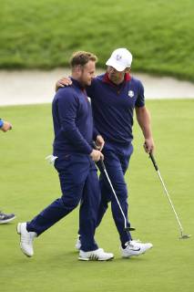 Tyrrell Hatton of England (Team Europ) Paul Casey of England (Team Europ) GOLF : Ryder Cup 2018 - Guyancourt - 28 09 2018 JBAutissier Panoramic 