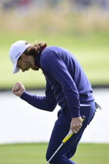 joie de Tommy Fleetwood of England (Team Europ) GOLF : Ryder Cup 2018 - Guyancourt - 28 09 2018 JBAutissier Panoramic 