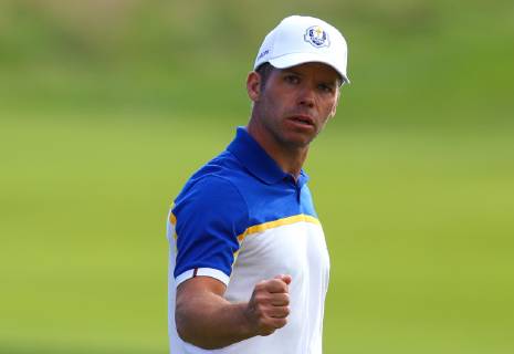 2018 Ryder Cup, Albatros Course, Le Golf National, Saint-Quentin-en-Yvelines, Paris 30 9 2018 Paul Casey celebrates a putt on the 18th Paul Casey celebrates a putt on the 18th 30 9 2018 Copyright: x©INPHO OisinxKeniryx OSH_3054