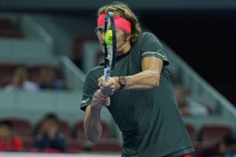 (181002) -- BEIJING, Oct. 2, 2018 -- Alexander Zverev of Germany hits a return during the men s singles first round match against Roberto Bautista Agut of Spain at China Open tennis tournament in Beijing, China, Oct. 2, 2018. Alexander Zverev won 2-0. ) (SP)CHINA-BEIJING-TENNIS-CHINA OPEN-MEN S SINGLES (CN) JuxHuanzong