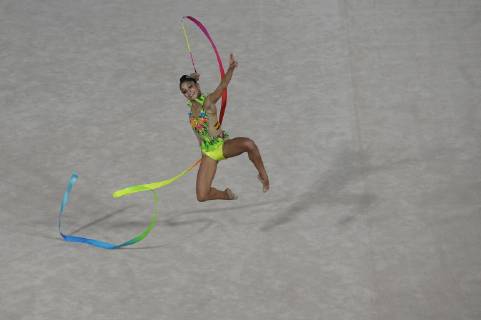 October 10, 2018 - Buenos Aires, Buenos Aires, Argentina - PAULA SERRANO of Spain competes in ribbon on Day 4 of the Buenos Aires 2018 Youth Olympic Games Olympische Spiele Olympia OS at the Olympic Park. Buenos Aires 2018 Youth Olympic Games - ZUMAm105 85967555st Copyright: xPatricioxMurphyx