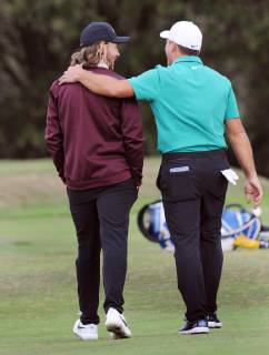 Golf - 2018 Sky Sports British Masters - Thursday, First Round Francesco Molinari of Italy arm in arm with Tommy Fleetwood of England, at Walton Heath Golf Club. COLORSPORT ANDREW COWIE