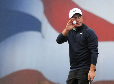 Golf - 2018 Sky Sports British Masters - Thursday, First Round Francesco Molinari of Italy salutes the crowd after finishing his round at the 18th hole at Walton Heath Golf Club. COLORSPORT ANDREW COWIE
