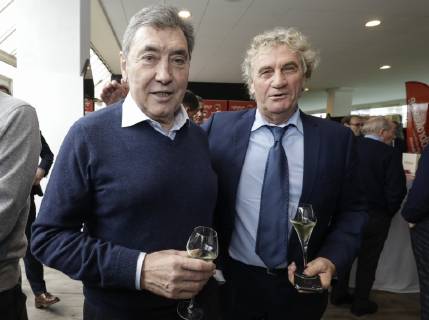 Eddy Merckx and Belgian Jean-Marie Pfaff pictured during the eighth edition of the Raymond Goethals award, for the coach whose style was the closest to the style of Raymond Goethals, Monday 03 December 2018, in Brussels. THIERRYxROGE  x05481822x
