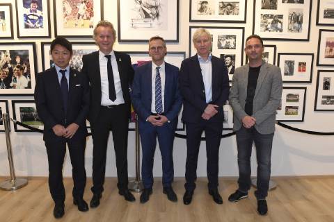BRUSSELS, BELGIUM - DECEMBER 3 : David Meekers, Takayuki Tadeishi, Peter Croonen, Marc Brys, Dimitri De Conde during the 8th Raymond Goethals Trophy on December 03, 2018 in Brussels, Belgium, 3 12 2018 FOOTBALL : 8eme Trophee Raymond Goethals - Bruxelles - 03 12 2018 PhotoNews Panoramic 