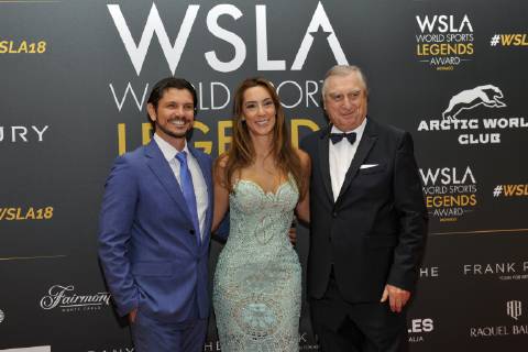 Bianca Senna (Niece de Ayrton Senna) - Docteur Claudio Costa (createur de la Clinique Mobile dans le monde de la Moto GP et medecin qui a sauve la vie a de nombreux champions) CELEBRITES : Monaco World Sports Legends Award - Monaco - 08 12 2018 NorbertScanella Panoramic 
