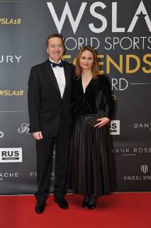 Freddie Spencer (pilote de Grand Prix motocycliste americain trois fois champion du Monde) et sa femme CELEBRITES : Monaco World Sports Legends Award - Monaco - 08 12 2018 NorbertScanella Panoramic 
