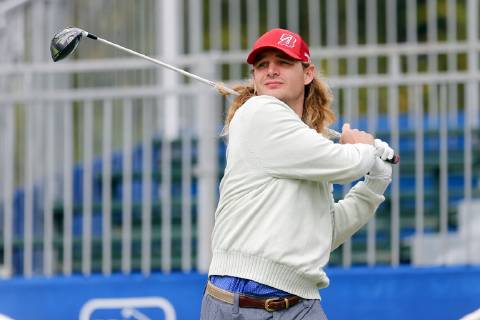 ORLANDO, FL - DECEMBER 13: Greg Price, son of Nick Price, tees off on the first hole during the Pro-Am of the 2018 PNC Father Son Challenge on December 13, 2018 at the The Ritz-Carlton Golf Club in Orlando, Florida. (Photo by Cliff Welch Icon Sportswire) GOLF: DEC 13 Champions Tour - PNC Father Son Challenge Icon121318103 EDITORIAL USE ONLY
