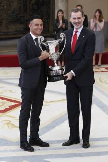 Verleihung des spanischen Sportpreises in Madrid Sus Majestades los Reyes Felipe y Letizia en la entraga de los Premios Al Deporte Keylor Navas Madrid 10-01-2019 Spanish King Felipe VI and Queen Letizia with Emeritus King Juan Carlos I and Queen Sofia de Grecia with Sports Minister Jose Guirao during the Sports National Awards in Madrid on Thuersday , 10 January 2019  xx xx