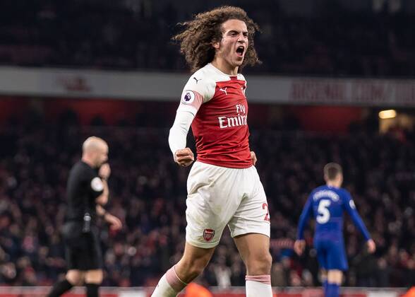 Football - 2018 2019 Premier League - Arsenal vs. Chelsea Matteo Guendouzi (Arsenal FC) celebrates at the end of the game at The Emirates. COLORSPORT DANIEL BEARHAM  csp_ars_che_190119_