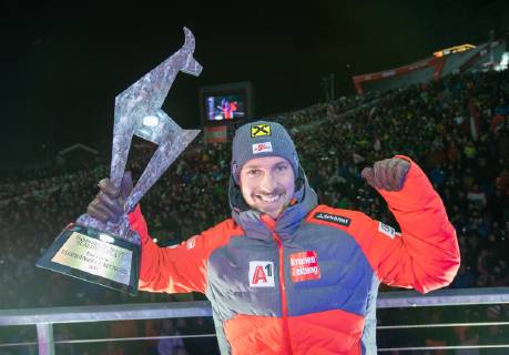 AUT, FIS Weltcup Ski Alpin, Kitzbühel 26.01.2019, Streif, Kitzbühel, AUT, FIS Weltcup Ski Alpin, Slalom, Herren, Siegerehrung, im Bild Marcel Hirscher (AUT, 2. Platz) second placed Marcel Hirscher of Austria during the winner Ceremony for the men s Slalom of FIS Ski Alpine World Cup at the Streif in Kitzbühel, Austria on 2019 01 26. Kitzbuehel Tirol Oesterreich Streif