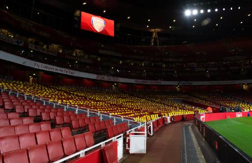 Football - 2018 2019 Premier League - Arsenal vs. Cardiff City A general view of The Emirates, showing yellow cards on display for the Cardiff fans as a show of support for Emiliano Sala, at The Emirates. COLORSPORT ASHLEY WESTERN