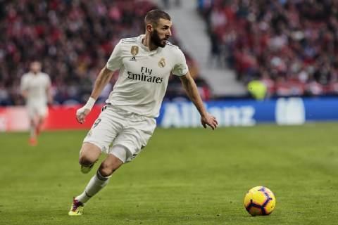 Real Madrid s Karim Benzema during La Liga match between Atletico de Madrid and Real Madrid at Wanda Metropolitano Stadium in Madrid, Spain. February 09, 2019. (201902090294)