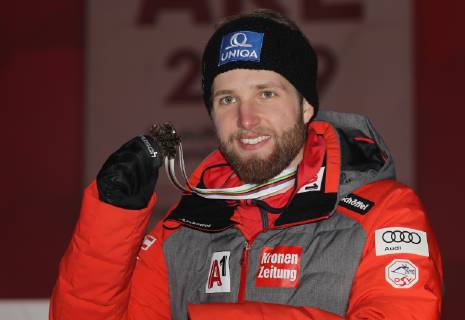 FIS Alpine World Championships 2019 Super Kombination der Herren Marco Schwarz (AUT) belegt den 3. Platz Are Schweden WM Strecke