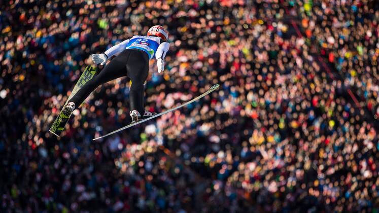 Sport Themen der Woche KW08 Sport Bilder des Tages NORDIC SKIING - FIS Nordic World Ski Championships Seefeld 2019 INNSBRUCK,AUSTRIA,23.FEB.19 - NORDIC SKIING, Ski jumping Skispringen Ski nordisch - FIS Nordic World Ski Championships, large hill. Image shows Markus Eisenbichler (GER). GEPAxpictures xDanielxGoetzhaber