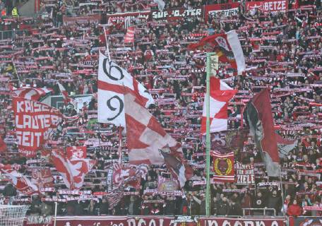 24.02.2019, xklex, Fussball 3.Liga, 1.FC Kaiserslautern - FSV Zwickau emspor, v.l. Die Fans des 1.FC Kaiserslautern (DFL DFB REGULATIONS PROHIBIT ANY USE OF PHOTOGRAPHS as IMAGE SEQUENCES and or QUASI-VIDEO) Kaiserslautern