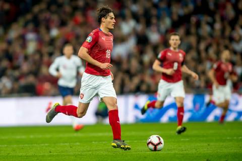 Patrik Schick of Czech Republic during the UEFA EURO EM Europameisterschaft Fussball Qualifier EM Europameisterschaft Group A match between England and Czech Republic at Wembley Stadium, London, England on 22 March 2019. Copyright: xSalvioxCalabresex 23430042