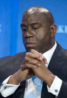 April 9, 2019 - Beverly Hills, California, United States of America - Earvin Magic Johnson steps down as Lakers president of basketball operations prior to team s final game of 2018-19 season on Tuesday, April 9, 2019 with the Trailblazers. FILE PHOTO: Earvin (Magic) Johnson, Chairman and CEO, Magic Johnson Enterprises; NBA Basketball Herren USA Hall of Famer; Co-Owner, Los Angeles Dodgers during the Milken Institute Global Conference held Monday, April 29, 2013 at the Hilton Hotel in Beverly Hills, California. JAVIER ROJAS PI Magic Johnson leaves Lakers - ZUMAp124 20190409_zaa_p124_002 Copyright: xJavierxRojas Pix