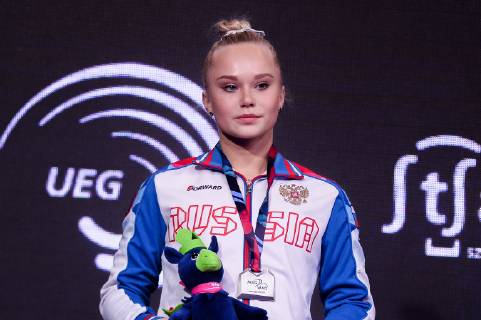 Turnen, EM in Stettin, Siegerehrungen 13.04.2019 SZCZECIN 8. MISTRZOSTWA EUROPY W GIMNASTYCE SPORTOWEJ KOBIET I MEZCZYZN DZIEN 4 - FINALY NA PRZYRZADACH 8th European Championships in Artistic Gymnastics Day 4 - Apparatus Finals N Z ANGELINA MELNIKOVA (RUS) FOT MATEUSZ SLODKOWSKI FOTONEWS NEWSPIX.PL --- Newspix.pl  20190413FNMS100