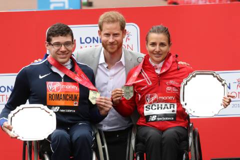 London Marathon 28 04 2019. London, United Kingdom. Prince Harry at the 2019 London Marathon .  xStephenxLockx xixImagesx IIM-19607-0022