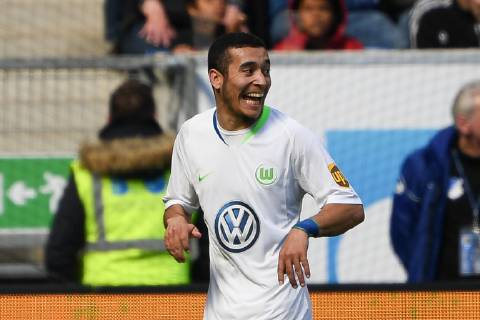 28.04.2019, xmeix, Fussball, 1. Bundesliga, TSG 1899 Hoffenheim - VfL Wolfsburg, emspor, v.l. Jubel zum Ausgleich zum 1:1 durch De Asevedo Furtado (VfL Wolfsburg) DFL regulations prohibit any use of photographs as image sequences and or quasi-video. 1. Fussball Bundesliga, TSG 1899 Hoffenheim - VfL Wolfsburg Sinsheim Copyright: xEIBNER Meiserx EP_MEIS