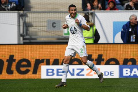 28.04.2019, xmeix, Fussball, 1. Bundesliga, TSG 1899 Hoffenheim - VfL Wolfsburg, emspor, v.l. Jubel zum Ausgleich zum 1:1 durch De Asevedo Furtado (VfL Wolfsburg) DFL regulations prohibit any use of photographs as image sequences and or quasi-video. 1. Fussball Bundesliga, TSG 1899 Hoffenheim - VfL Wolfsburg Sinsheim Copyright: xEIBNER Meiserx EP_MEIS