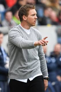 28.04.2019, xmeix, Fussball, 1. Bundesliga, TSG 1899 Hoffenheim - VfL Wolfsburg, emspor, v.l. Hoffenheims Trainer Julian Nagelsmann (TSG 1899 Hoffenheim) DFL regulations prohibit any use of photographs as image sequences and or quasi-video. 1. Fussball Bundesliga, TSG 1899 Hoffenheim - VfL Wolfsburg Sinsheim Copyright: xEIBNER Meiserx EP_MEIS