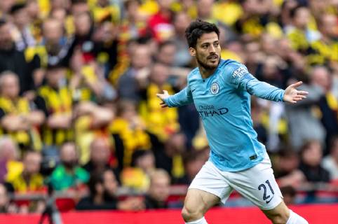 David Silva of Manchester City celebrates scoring the 1st goal during the FA CUP FINAL match between Manchester City and Watford at Wembley Stadium, London, England on 18 May 2019. Copyright: xAndyxRowlandx PMI-2832-0058