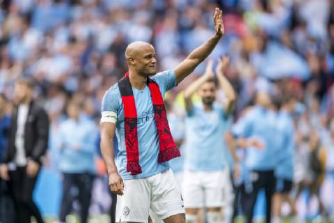 Vincent Kompany of Manchester City celebrates during The FA Cup Final match between Manchester City and Watford at Wembley Stadium, London, England on 18 May 2019. Copyright: xSalvioxCalabresex 24040062
