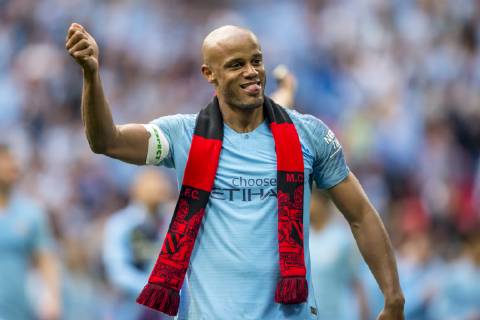 Vincent Kompany of Manchester City celebrates his side victory during The FA Cup Final match between Manchester City and Watford at Wembley Stadium, London, England on 18 May 2019. Copyright: xSalvioxCalabresex 24040063