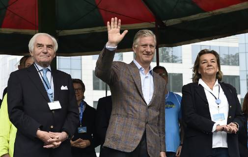 King Philippe - Filip of Belgium pictured at the start of the 40th edition of the Brussels 20km run, Sunday 19 May 2019 in Brussels. JOHNxTHYS x05588064x