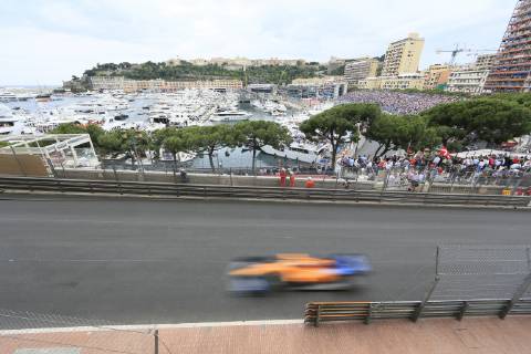Blick von der Avenue d Ostende auf den Port Hercule und die Rennstrecke, Formel 1 Grand Prix, Fürstentum Monaco, Cote d Azur Mittelmeer